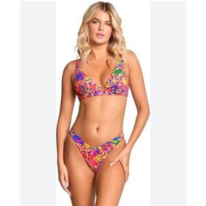 Maaji | NWOT Size S Reversible 2 Pc Bikini Set Vibrant Neon Tropical